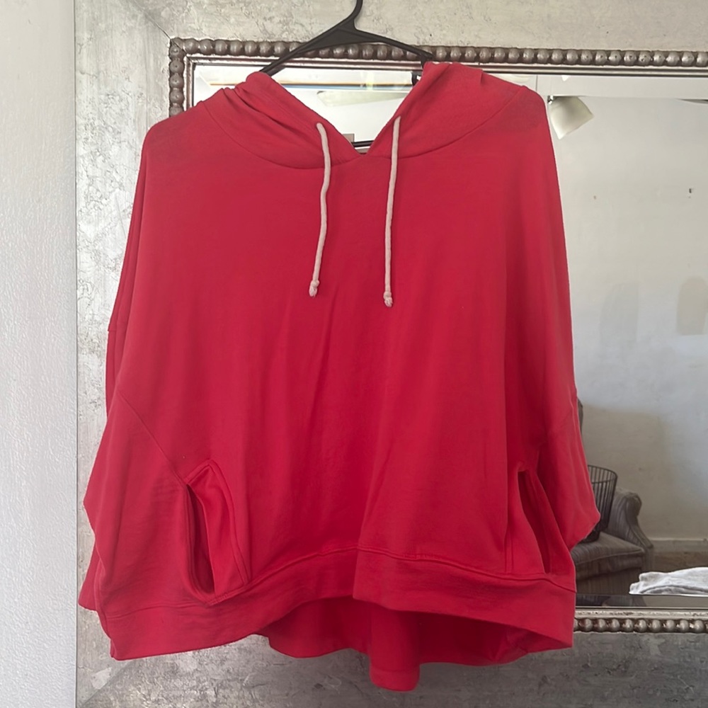 Pink cropped pullover quarter sleeve hoodie
